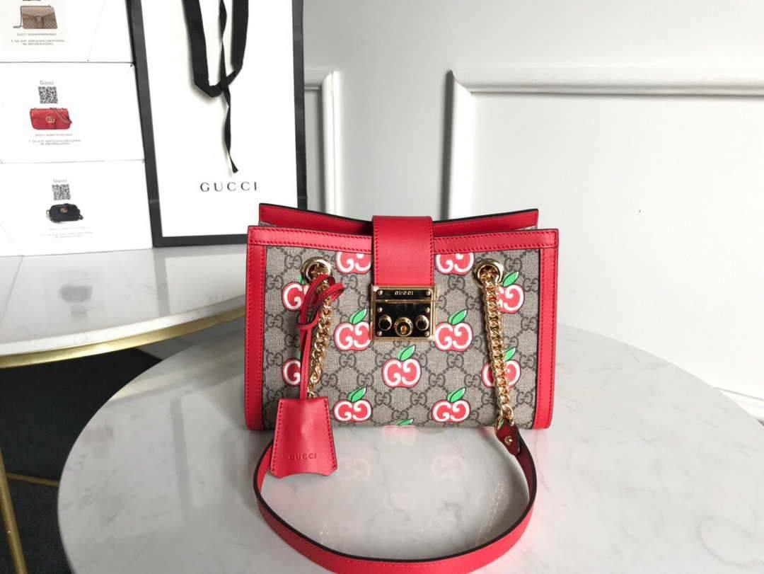 Gucci 498156 Padlock small GG Shoulder Bag Red - luxibagsmall