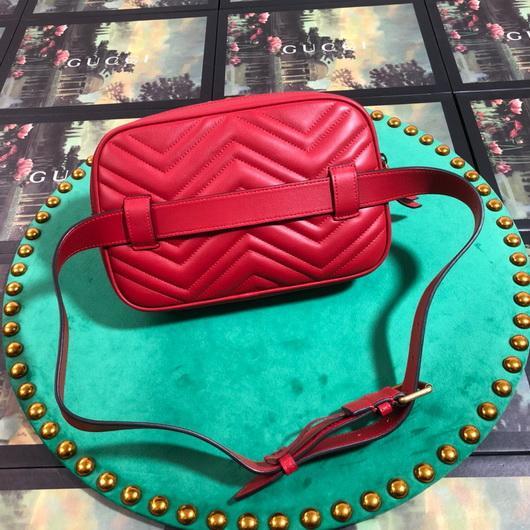 Gucci 523380 GG Marmont Matelassé Belt Bag 448065 Red - luxibagsmall