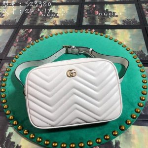 Gucci 523380 GG Marmont Matelassé Belt Bag 448065 White - luxibagsmall