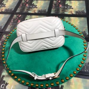 Gucci 523380 GG Marmont Matelassé Belt Bag 448065 White - luxibagsmall