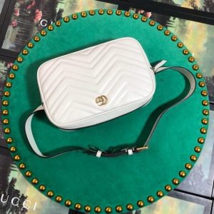 Gucci 523380 GG Marmont Matelassé Belt Bag 448065 White - luxibagsmall