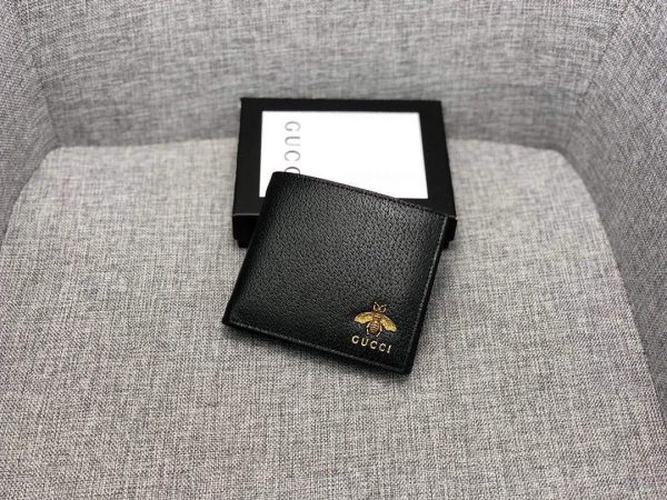 Gucci 523664 Animalier leather wallet fold men short section wallet credit card holder - luxibagsmall