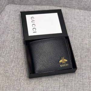 Gucci 523664 Animalier leather wallet fold men short section wallet credit card holder - luxibagsmall