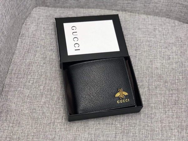 Gucci 523664 Animalier leather wallet fold men short section wallet credit card holder - luxibagsmall