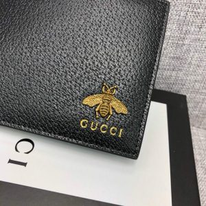 Gucci 523664 Animalier leather wallet fold men short section wallet credit card holder - luxibagsmall