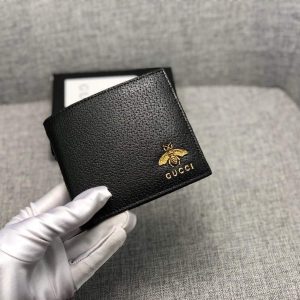 Gucci 523664 Animalier leather wallet fold men short section wallet credit card holder - luxibagsmall