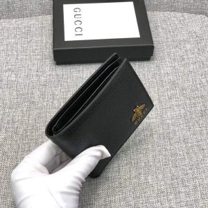 Gucci 523664 Animalier leather wallet fold men short section wallet credit card holder - luxibagsmall