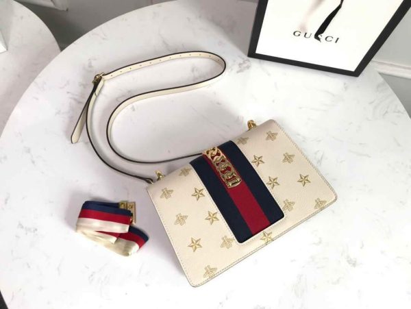 Gucci 524405 GG Sylvie Small Shoulder Bag Beige - luxibagsmall