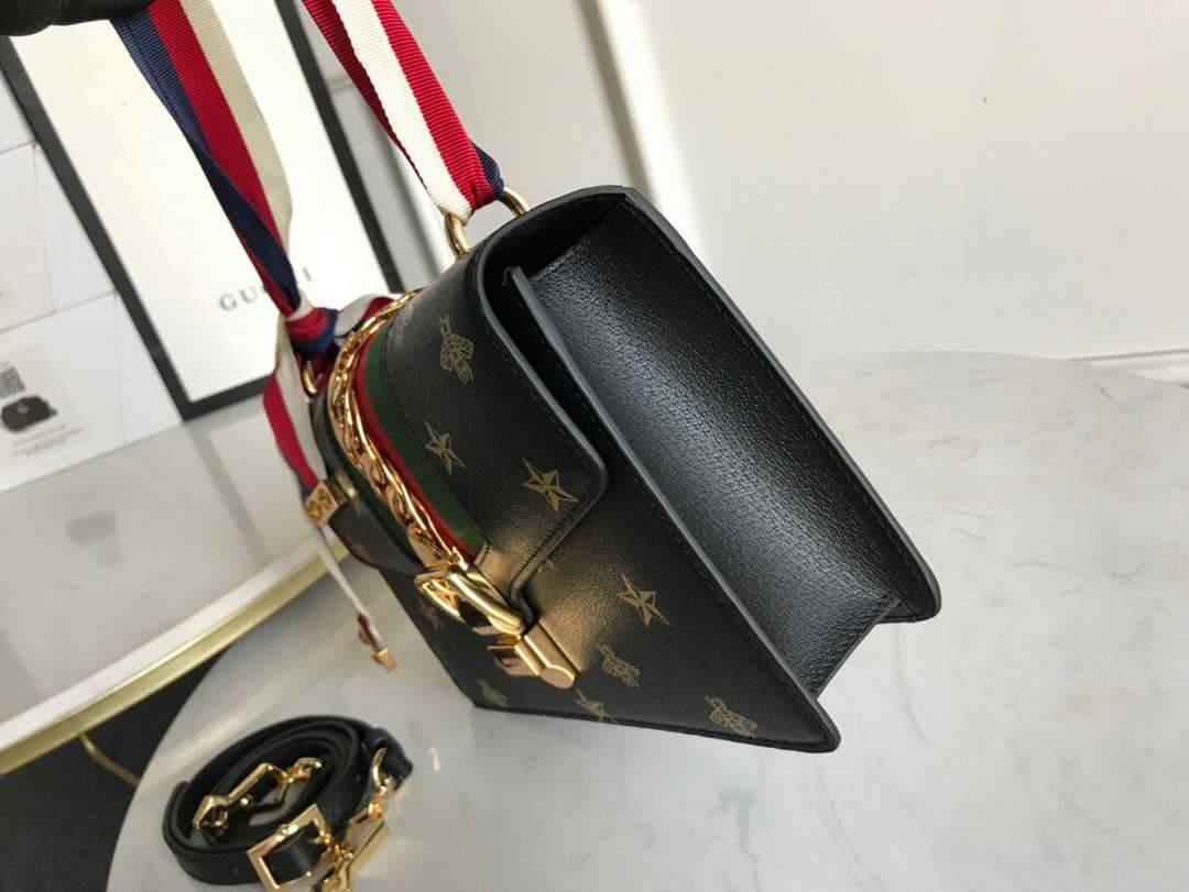 Gucci 524405 GG Sylvie Small Shoulder Bag Black - luxibagsmall