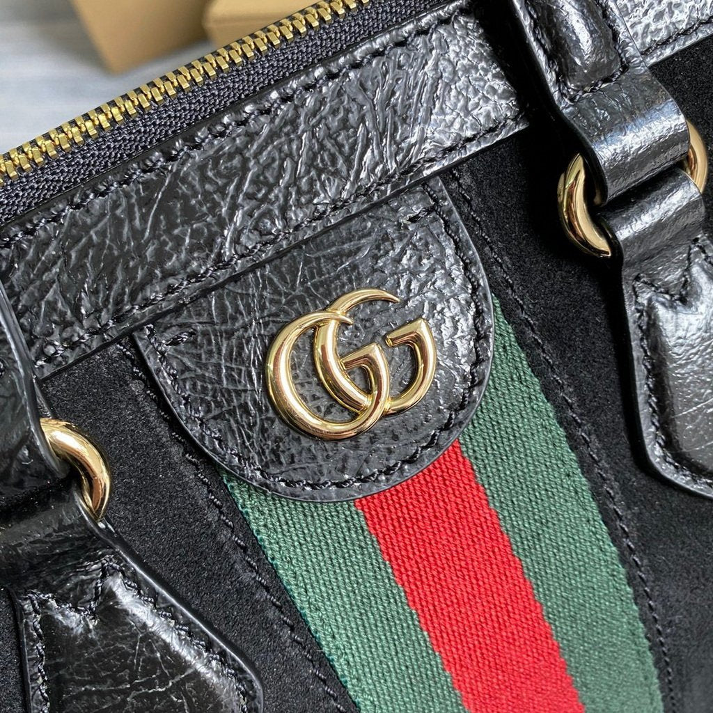 Gucci 524537 Gucci Ophidia GG Medium Tote Shoulder Bag Black - luxibagsmall