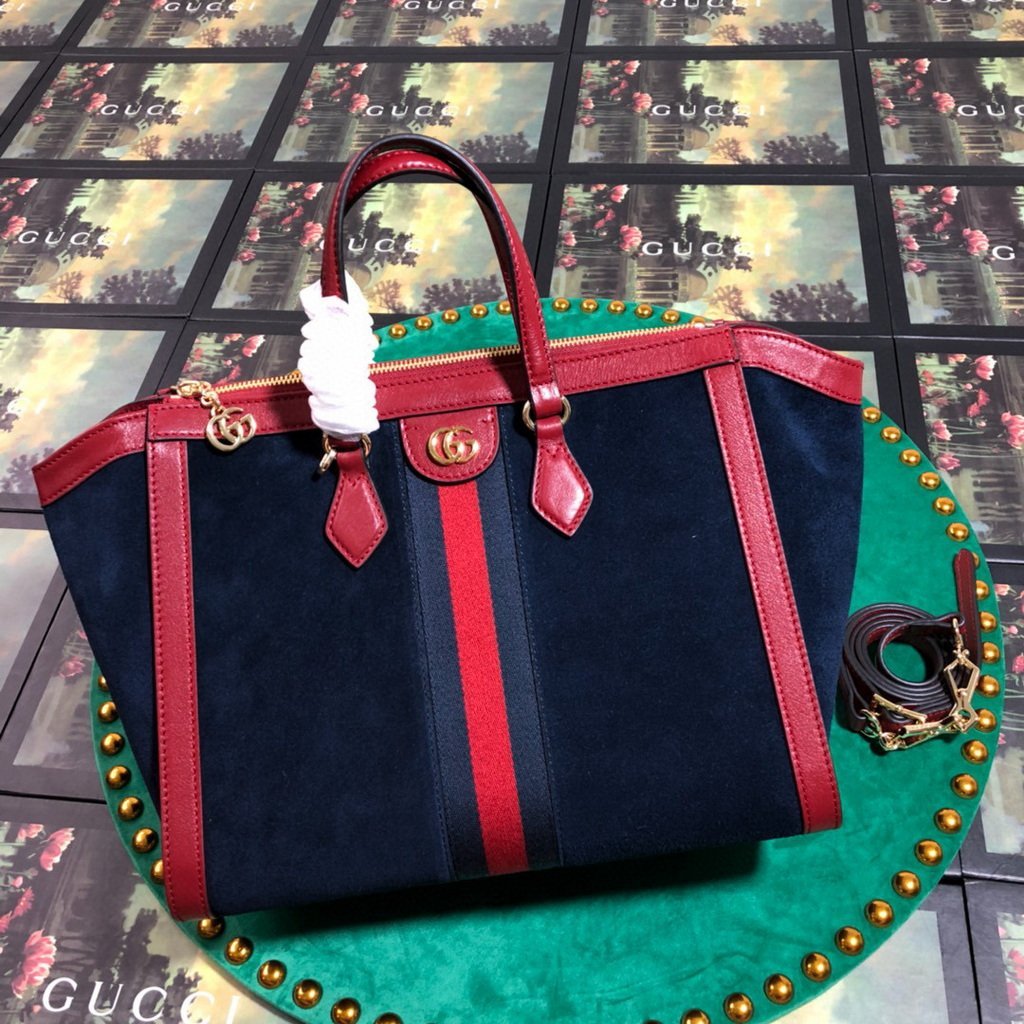 Gucci 524537 Gucci Ophidia GG Medium Tote Shoulder Bag Navy blue - luxibagsmall