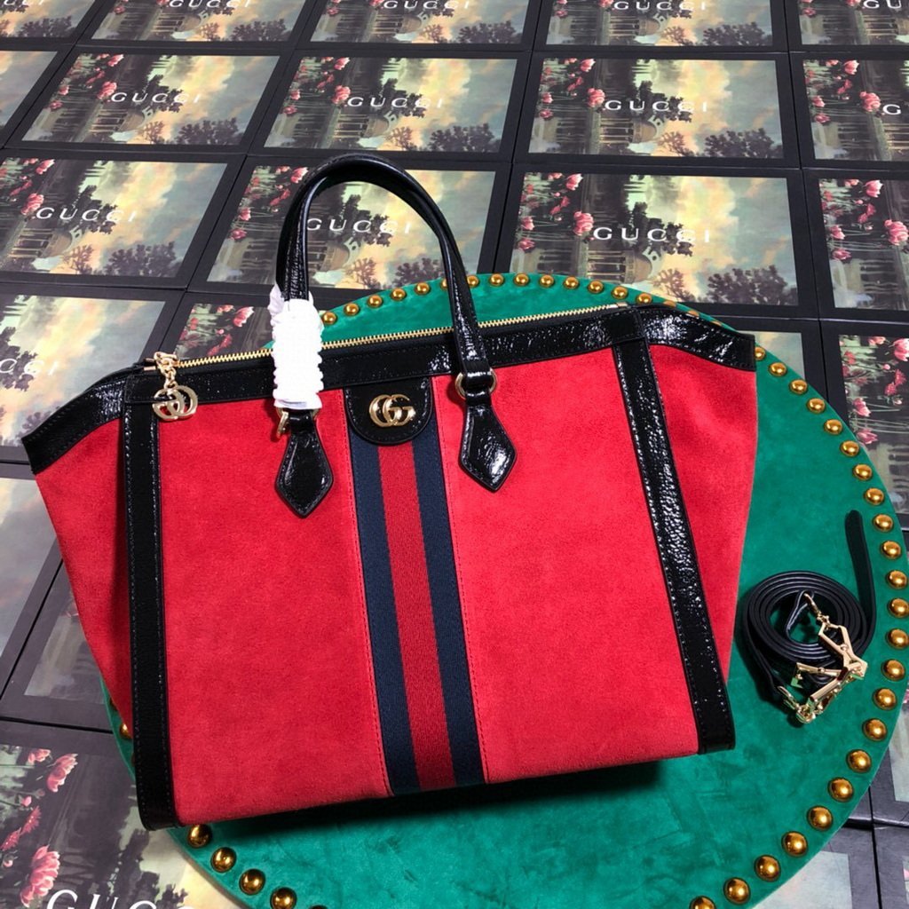 Gucci 524537 Gucci Ophidia GG Medium Tote Shoulder Bag Red - luxibagsmall