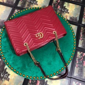 Gucci 524578 GG Marmont Matelassé Shoulder Bag Red - luxibagsmall