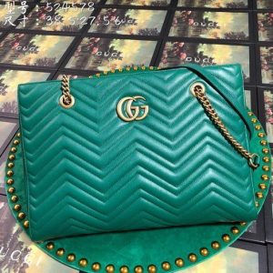 Gucci 524578 GG Marmont Matelassé Shoulder Bag Green - luxibagsmall