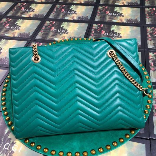 Gucci 524578 GG Marmont Matelassé Shoulder Bag Green - luxibagsmall