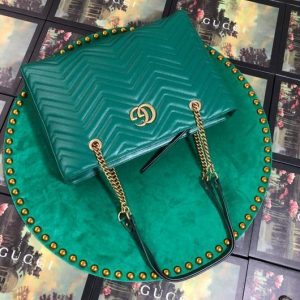 Gucci 524578 GG Marmont Matelassé Shoulder Bag Green - luxibagsmall