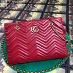 Gucci 524578 GG Marmont Matelassé Shoulder Bag Red - luxibagsmall