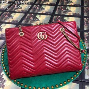 Gucci 524578 GG Marmont Matelassé Shoulder Bag Red - luxibagsmall