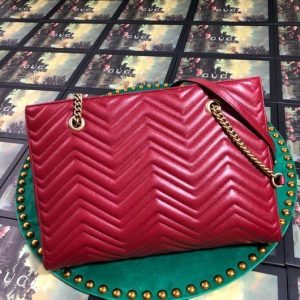 Gucci 524578 GG Marmont Matelassé Shoulder Bag Red - luxibagsmall