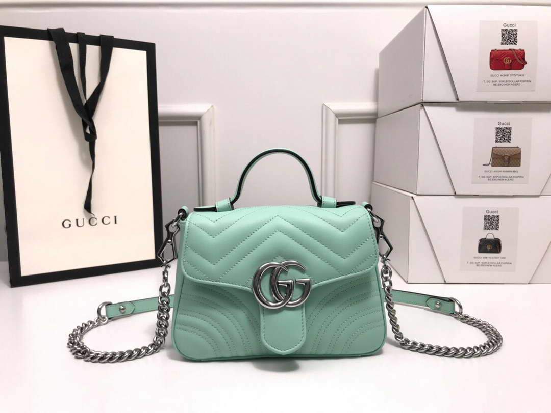 Gucci â€?47260 GG Marmont Mini Top Handle Bag Green - luxibagsmall