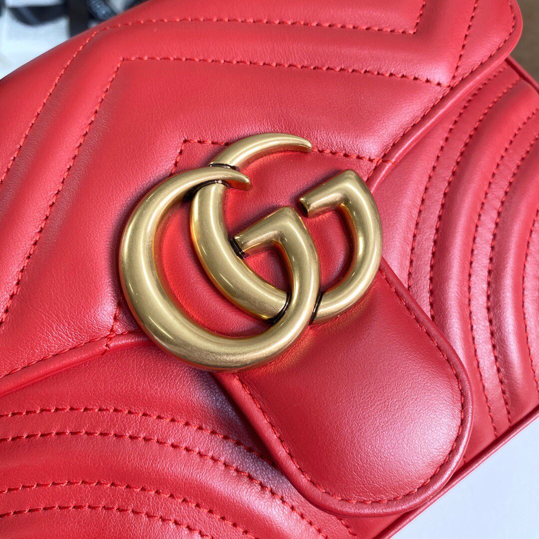 Gucci â€?47260 GG Marmont Mini Top Handle Bag Red - luxibagsmall