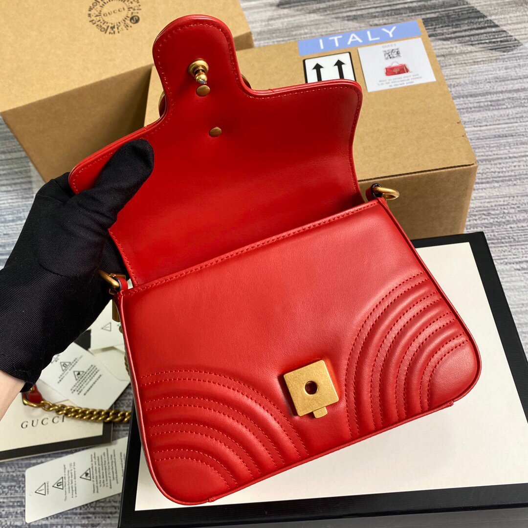 Gucci â€?47260 GG Marmont Mini Top Handle Bag Red - luxibagsmall