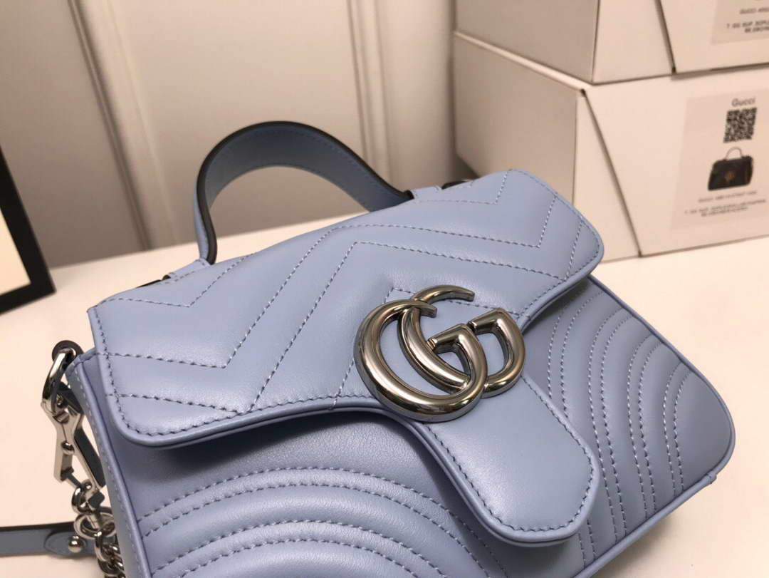 Gucci â€?47260 GG Marmont Mini Top Handle Bag Blue - luxibagsmall