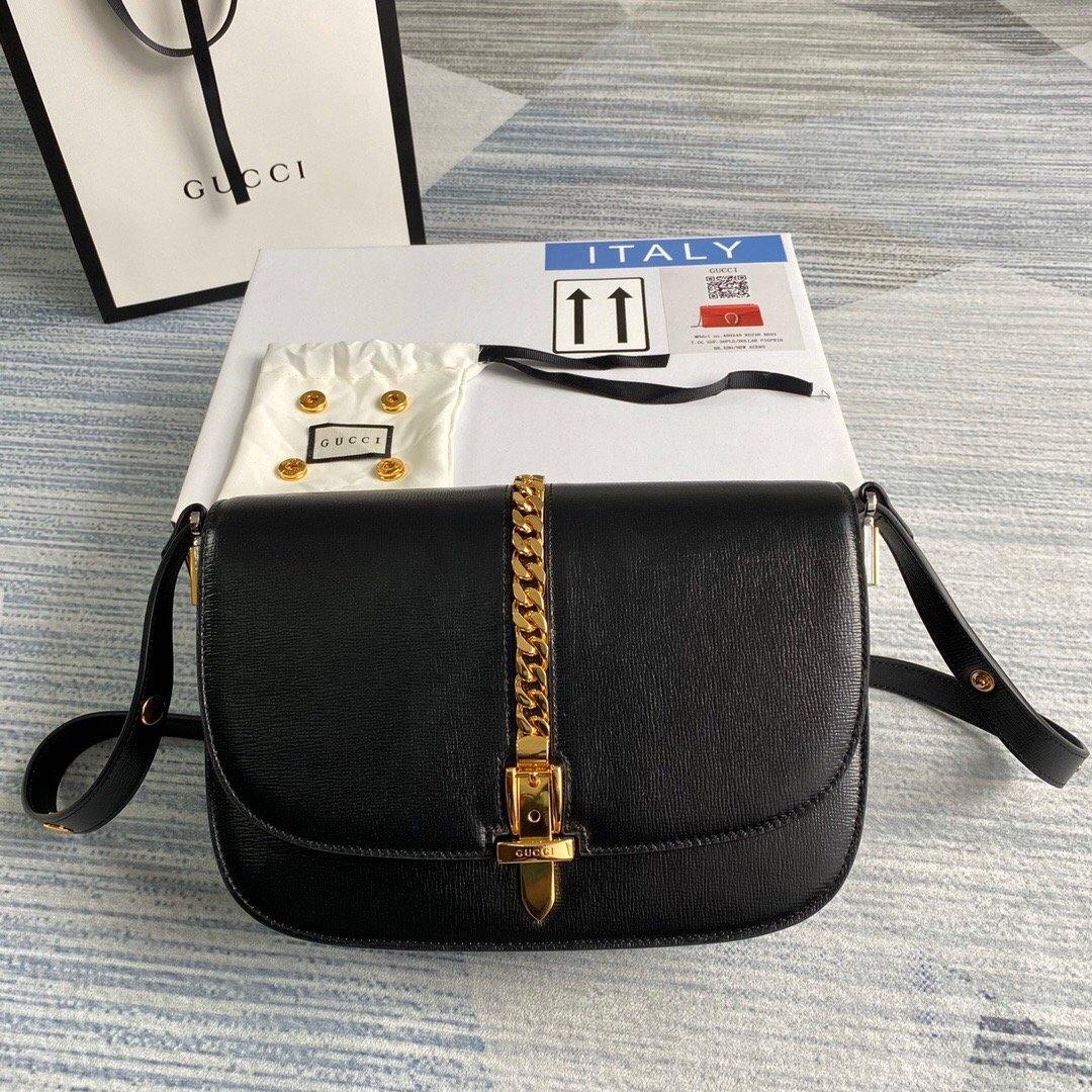 Gucci 601067 Sylvie 1969 Small Shoulder Bag Black - luxibagsmall