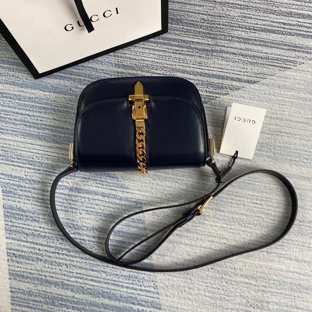 Gucci 615965 Sylvie 1969 flap mini shoulder bag Navy blue - luxibagsmall