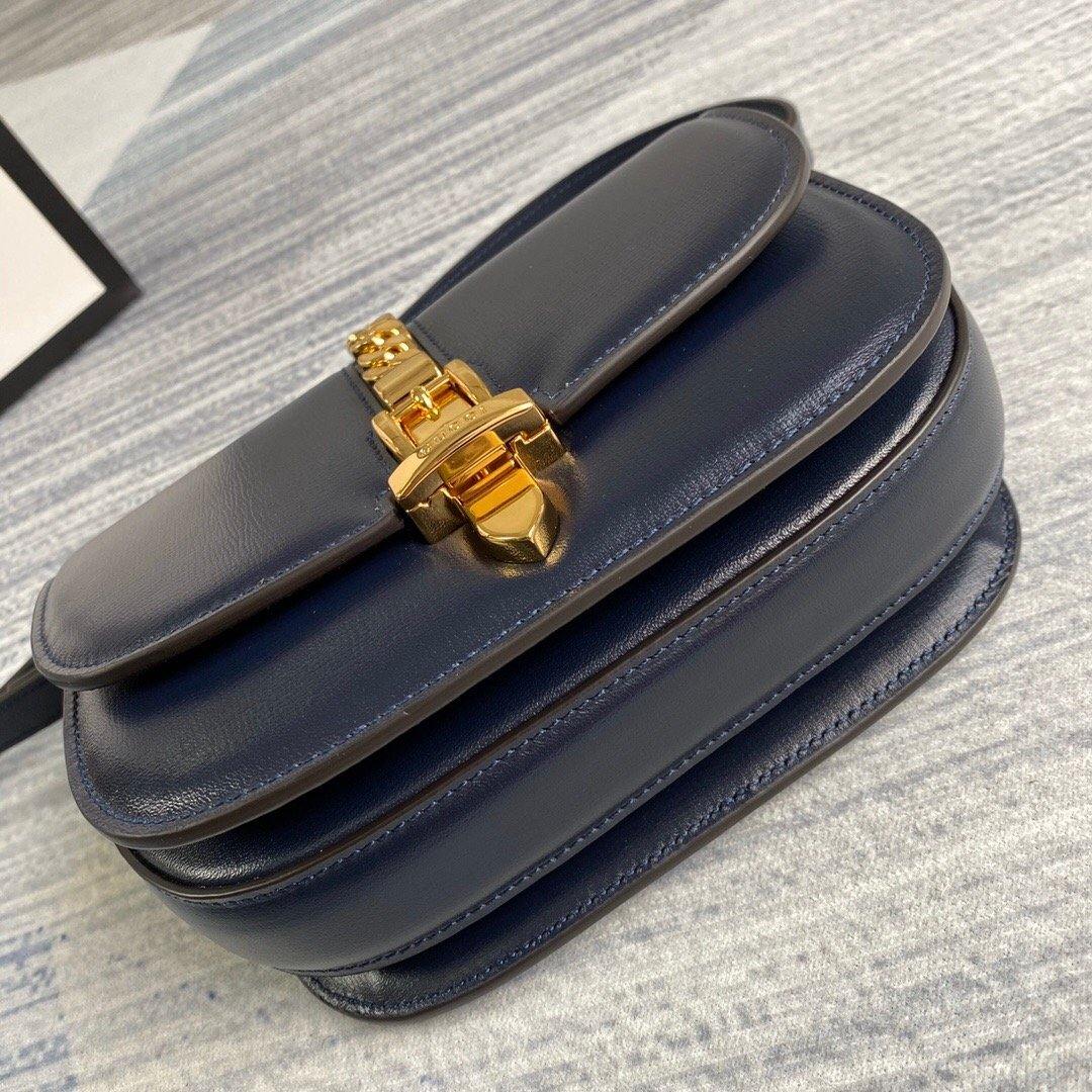 Gucci 615965 Sylvie 1969 flap mini shoulder bag Navy blue - luxibagsmall