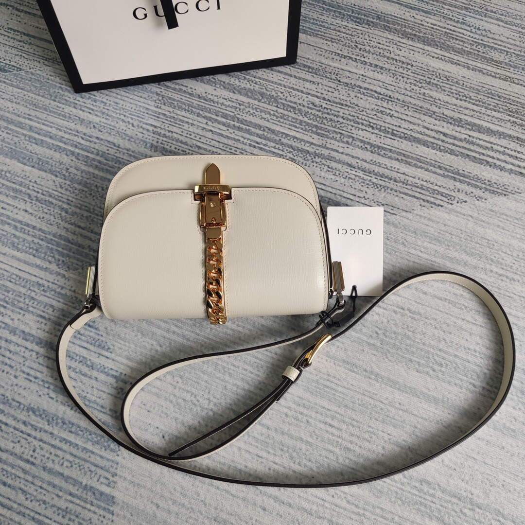 Gucci 615965 Sylvie 1969 Flap Mini Shoulder Bag White - luxibagsmall