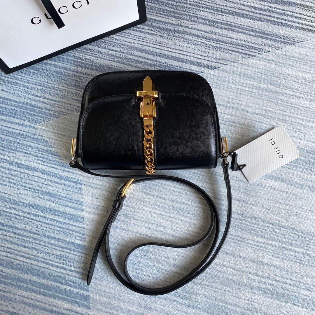 Gucci 615965 Sylvie 1969 Flap Mini Shoulder Bag Black - luxibagsmall