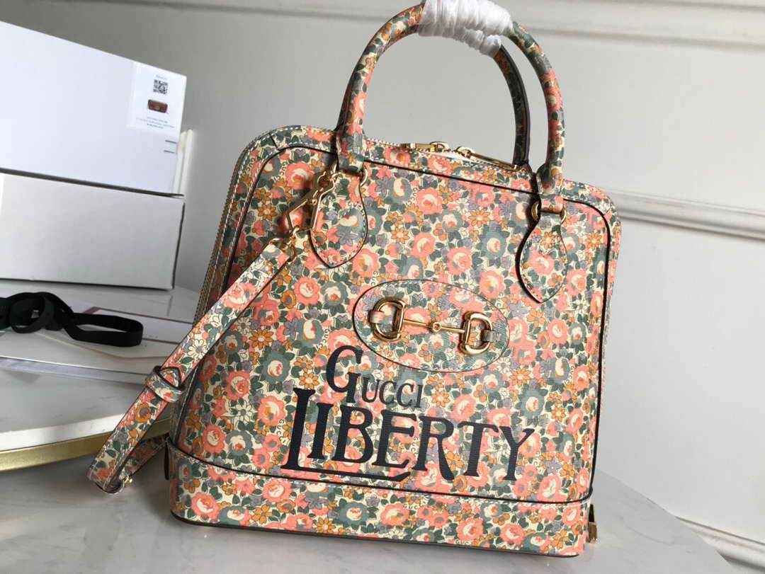 Gucci 620850 GG Horsebit 1955 Top Handle Bag Printing Liberty - luxibagsmall