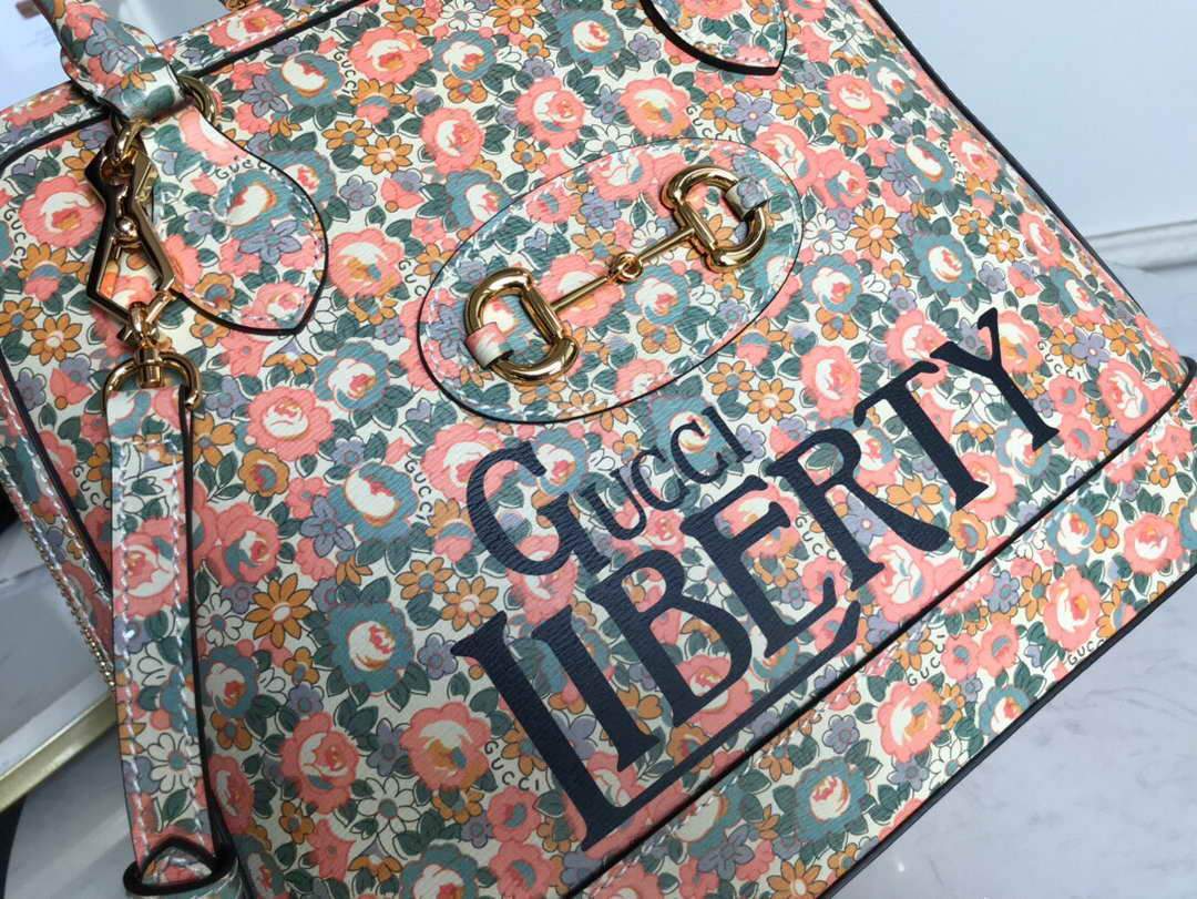 Gucci 620850 GG Horsebit 1955 Top Handle Bag Printing Liberty - luxibagsmall