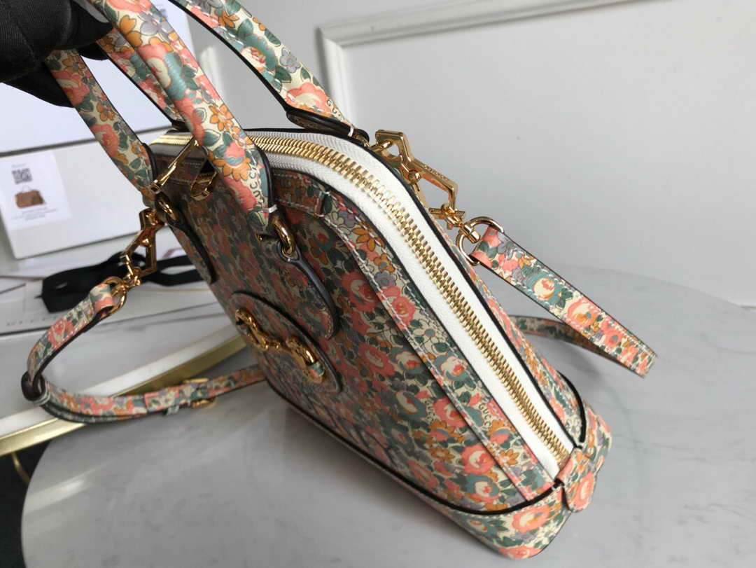 Gucci 621220 GG Horsebit 1955 Small Top Handle Bag Printing Liberty - luxibagsmall