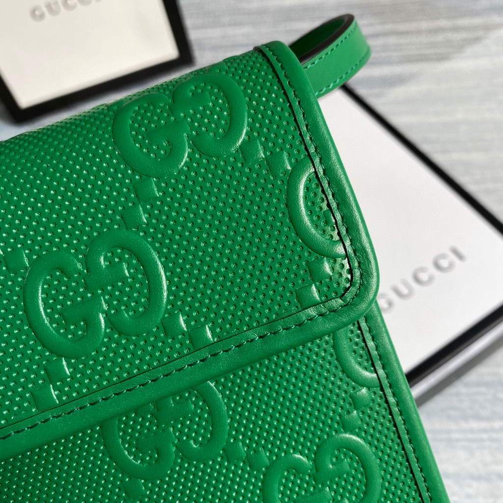 Gucci 625571 Messengers GG Embossed Mini Bag Green - luxibagsmall