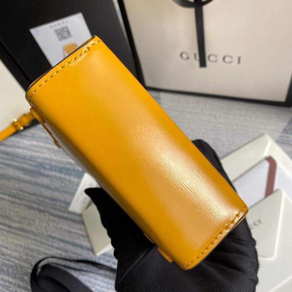 Gucci 625615 Gucci Horsebit 1955 Mini Bag Yellow - luxibagsmall