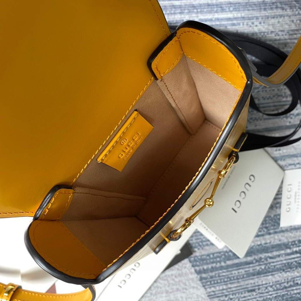 Gucci 625615 Gucci Horsebit 1955 Mini Bag Yellow - luxibagsmall