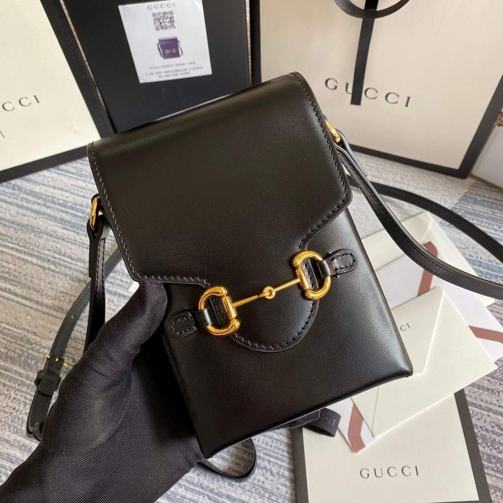 Gucci 625615 Messengers Gucci Horsebit 1955 Mini Bag Black - luxibagsmall