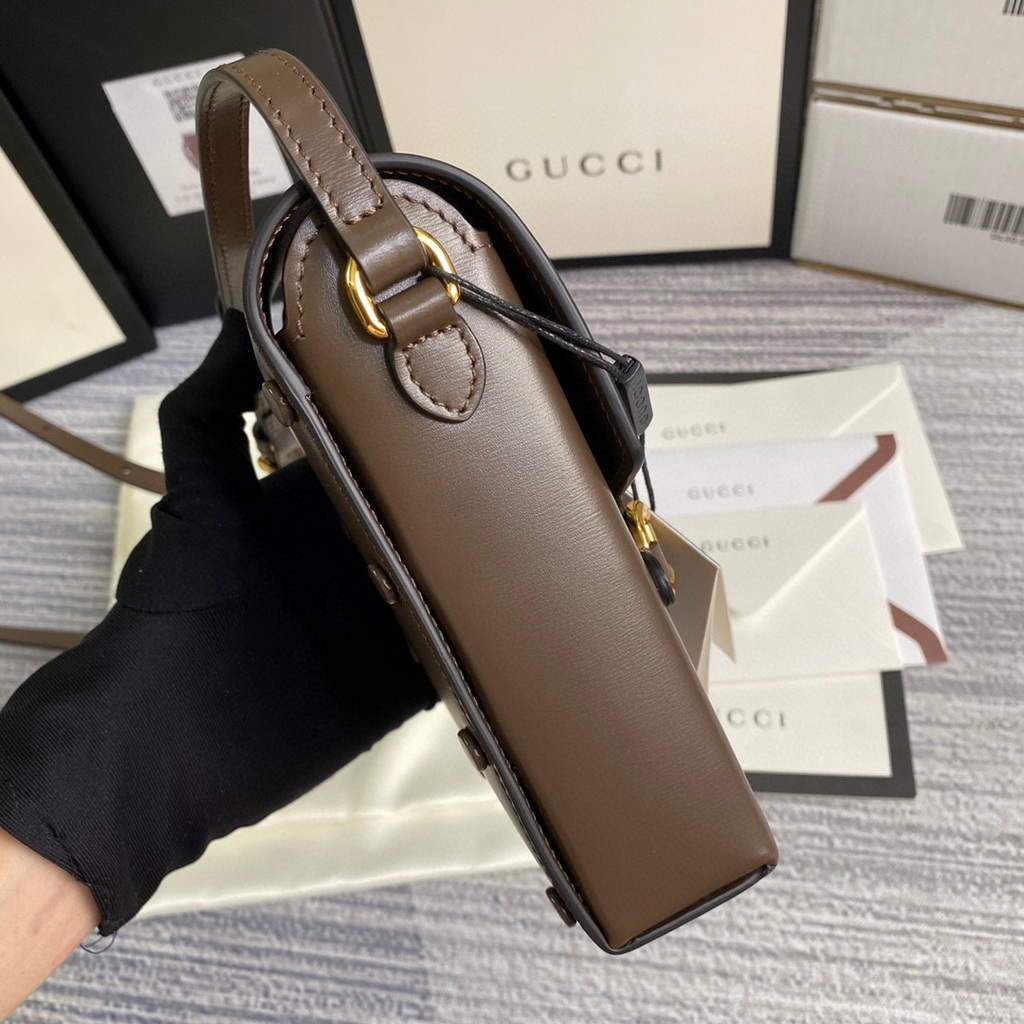 Gucci 625615 Gucci Horsebit 1955 Mini Bag Brown - luxibagsmall