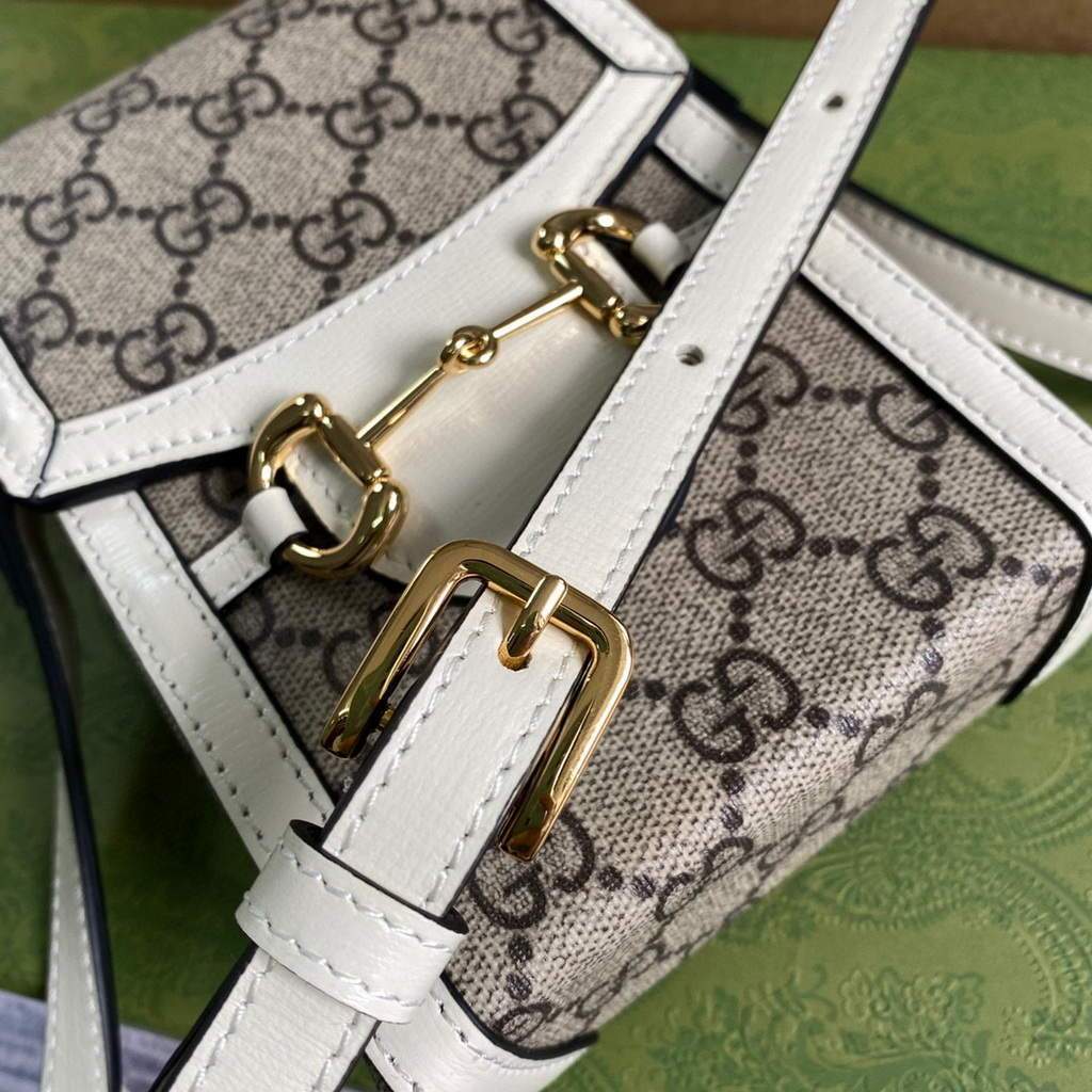 Gucci 625615 Gucci Horsebit 1955 Mini Bag White - luxibagsmall