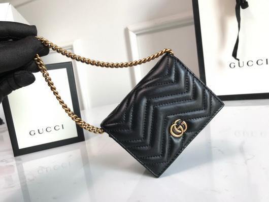 Gucci 625693 GG Marmont Card Case Wallet Black - luxibagsmall