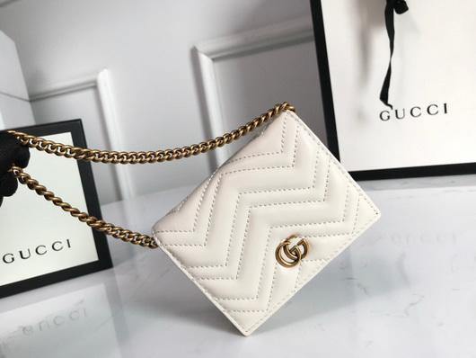 Gucci 625693 GG Marmont Card Case Wallet White - luxibagsmall