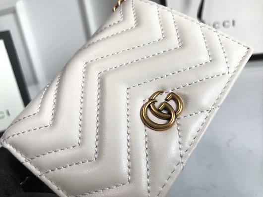 Gucci 625693 GG Marmont Card Case Wallet White - luxibagsmall