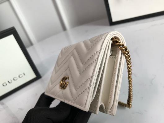 Gucci 625693 GG Marmont Card Case Wallet White - luxibagsmall