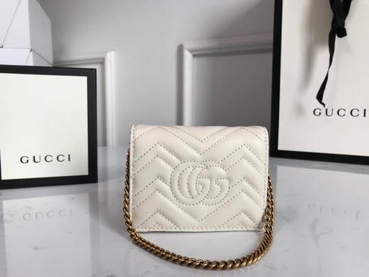 Gucci 625693 GG Marmont Card Case Wallet White - luxibagsmall