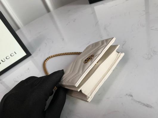 Gucci 625693 GG Marmont Card Case Wallet White - luxibagsmall