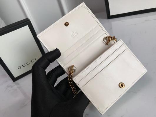Gucci 625693 GG Marmont Card Case Wallet White - luxibagsmall