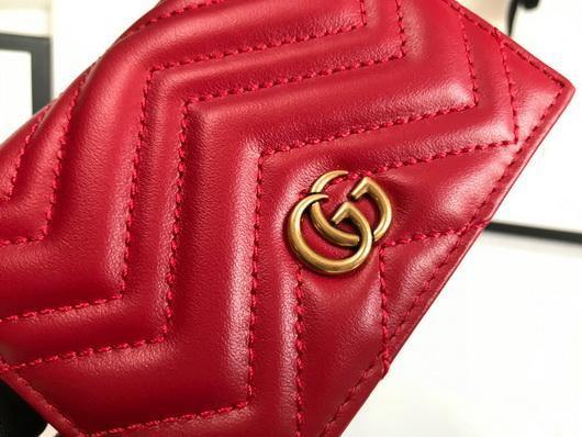 Gucci 625693 GG Marmont Card Case Wallet Red - luxibagsmall