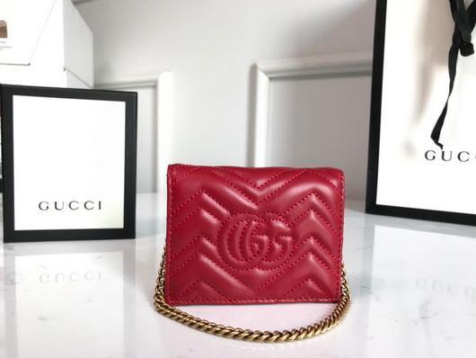 Gucci 625693 GG Marmont Card Case Wallet Red - luxibagsmall